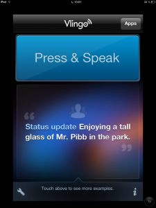 Startbildschirm der App " Vlingo"