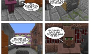 Comicausschnitt mit Minecraftmaterial