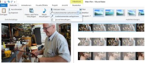 Screenshot MovieMaker mit Beispielfilm: Funktion Audiokommentar aufzeichnen ist aktiviert 