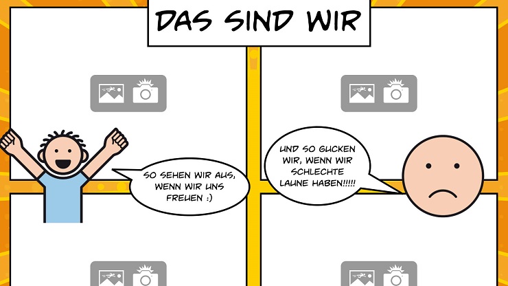 Mit der Comic-Funktion erstellte Vorlage in Book Creator
