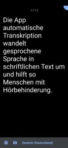 Screenshot der App Automatische Transkription