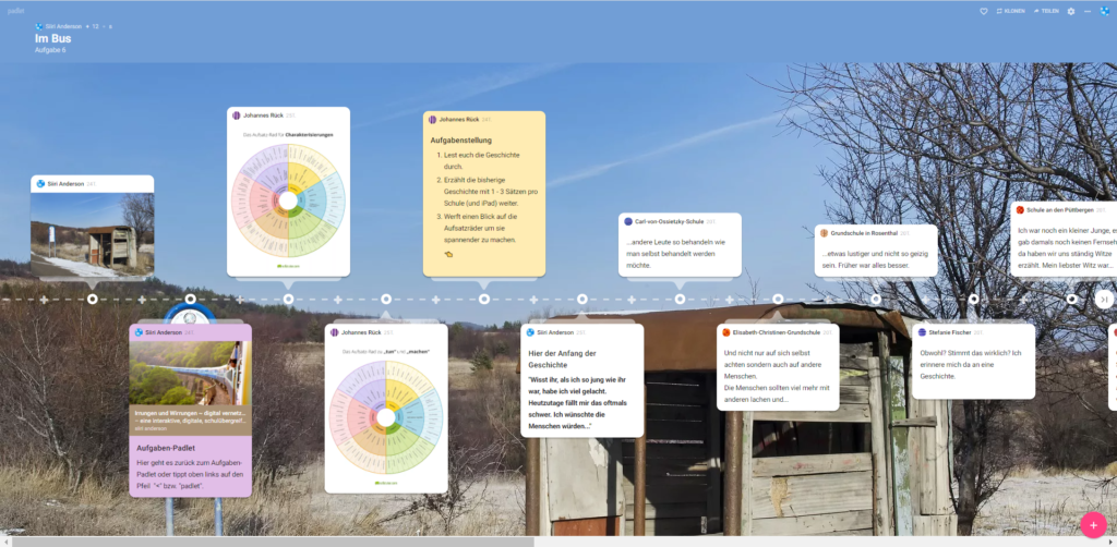 Ausschnitt aus Padlet