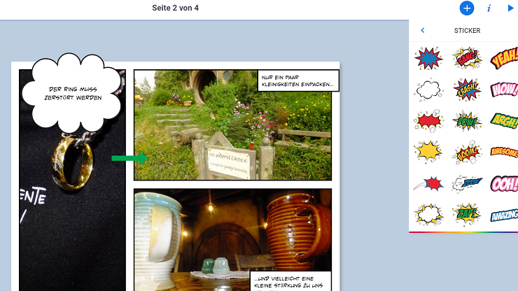 Comicseite erstellt mit Book Creator