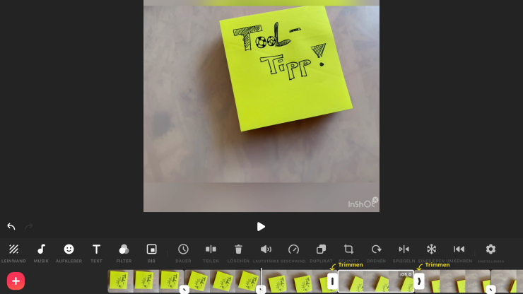 Trickfilm erstellen mit der App InShot