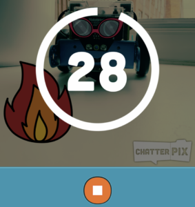 Screenshot der Aufnahmefunktion in Chatterpix. Es läuft ein Countdown über 30 Sekunden.