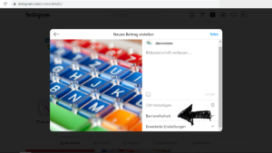 Screenshot der Alternativtext-Funktion im Browser von Instagram