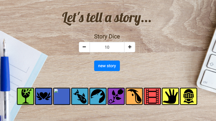 Screenshot eines Online-StoryCube-Tools