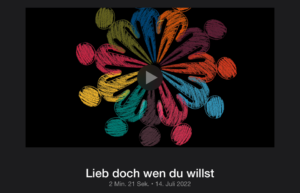 Screenshot der App iMovie. Illustration verschiedenen Personenumrisse in bunten Farben. Die Personen sind in einem Kreis angeordnet