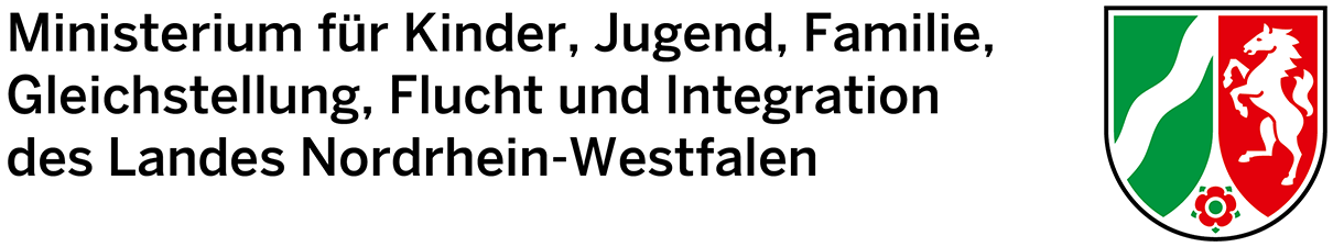 Logo und Link zum Ministerium für Kinder, Jugend, Familie, Gleichstellung, Flucht und Integration des Landes Nordrhein-Westfalen