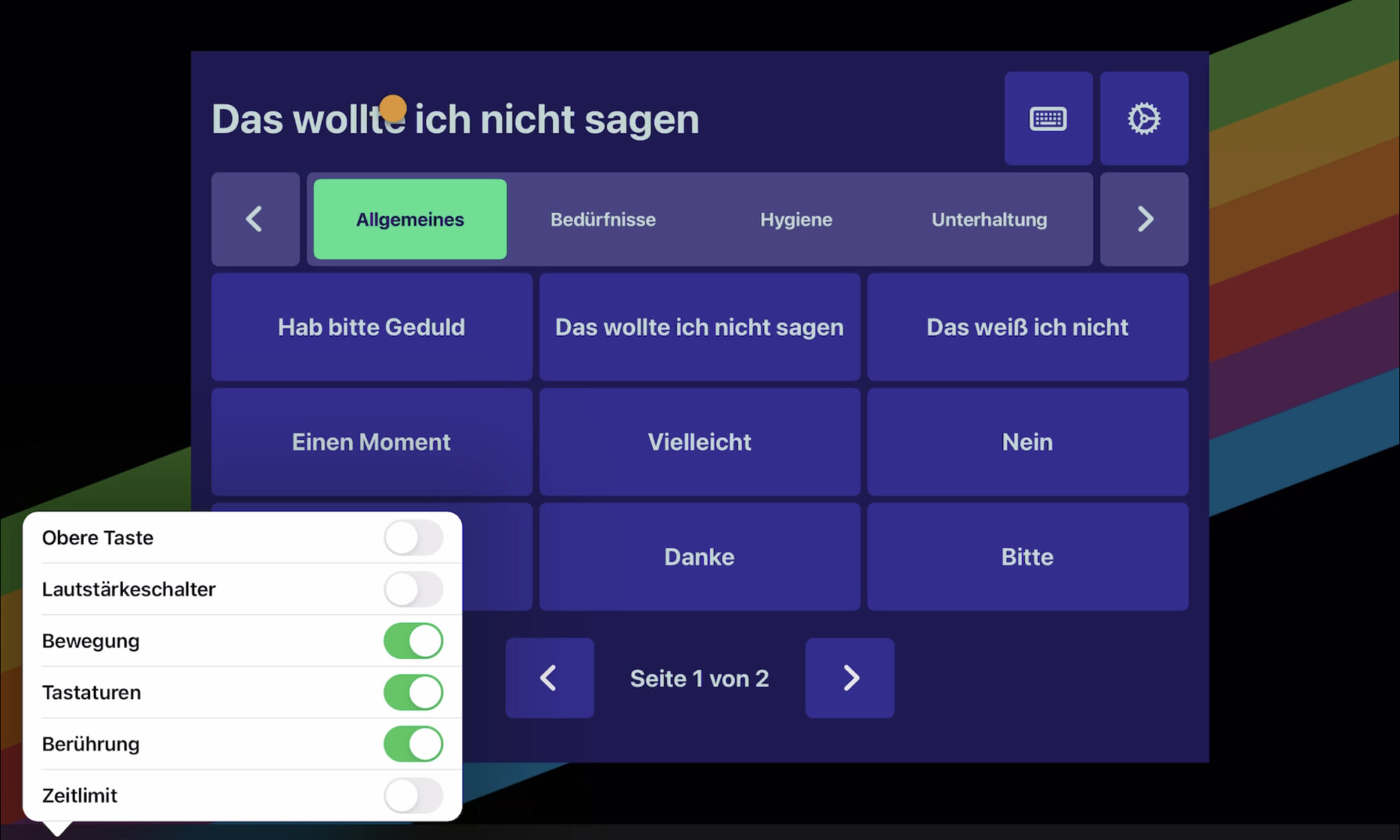 App Vocable mit geöffneten Geführten Zugriff