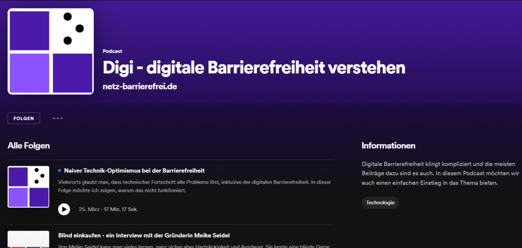 Screenshot des Podcasts Digi - digitale Barrierefreiheit verstehen