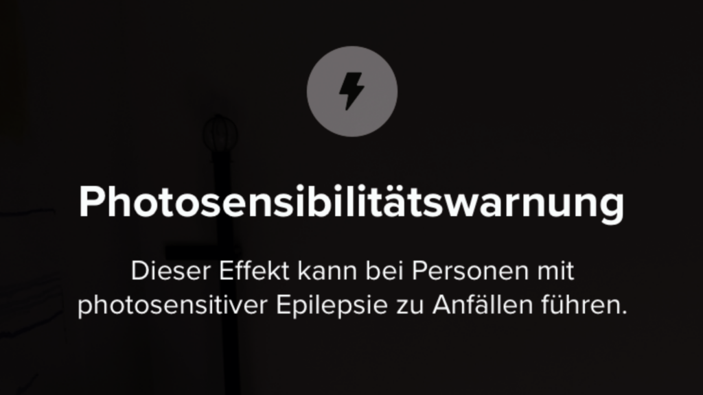 Screenshot der Photosensibilitätswarnung bei TikTok