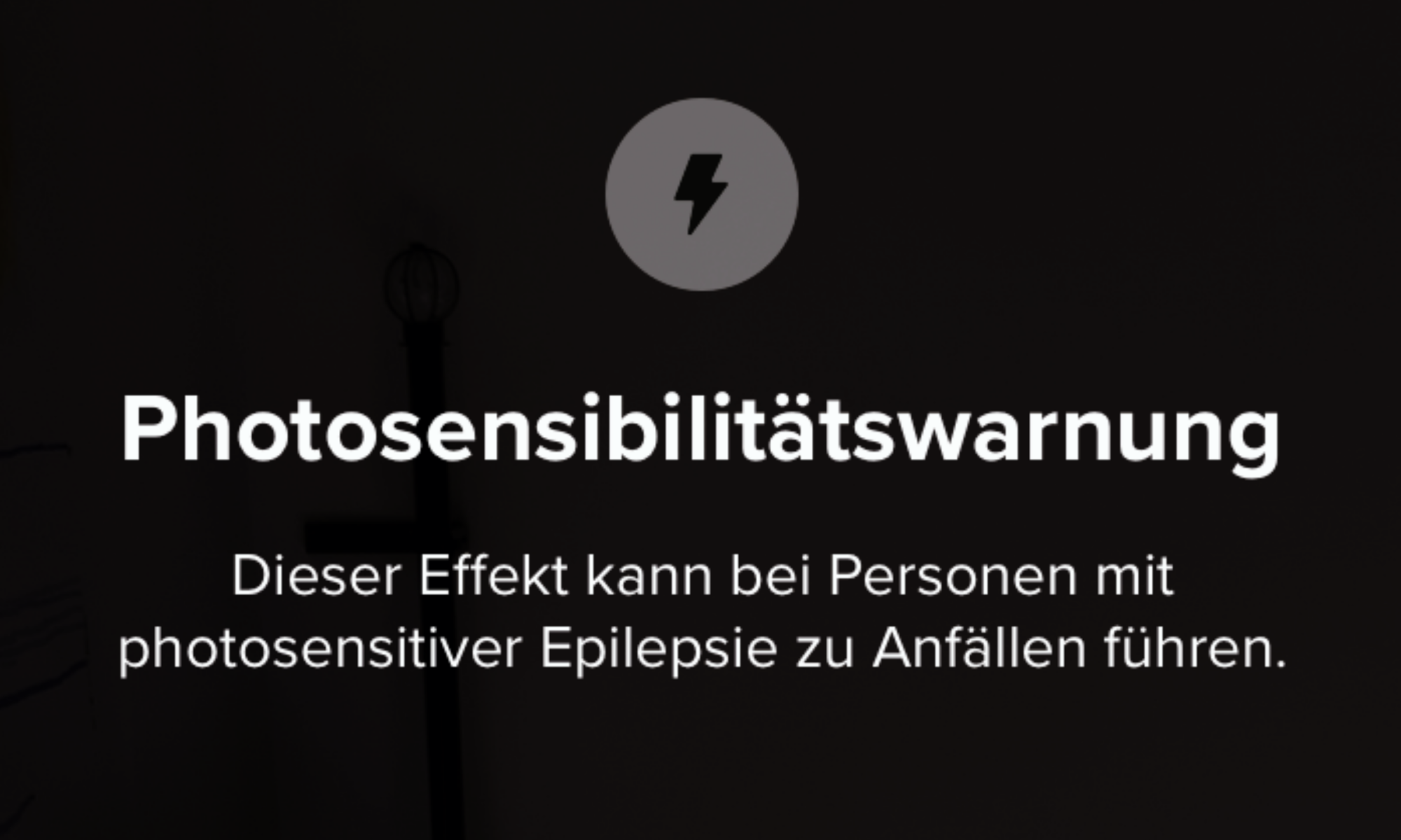 Screenshot der Photosensibilitätswarnung bei TikTok