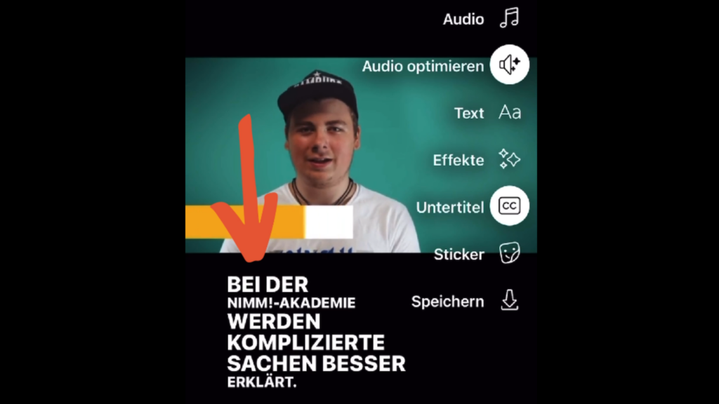 Screenshot der Untertitel-Funktion von Facebook-Reels