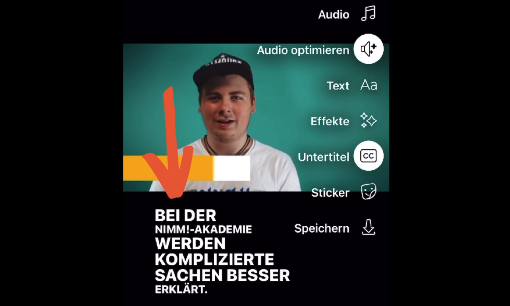 Screenshot der Untertitel-Funktion von Facebook-Reels