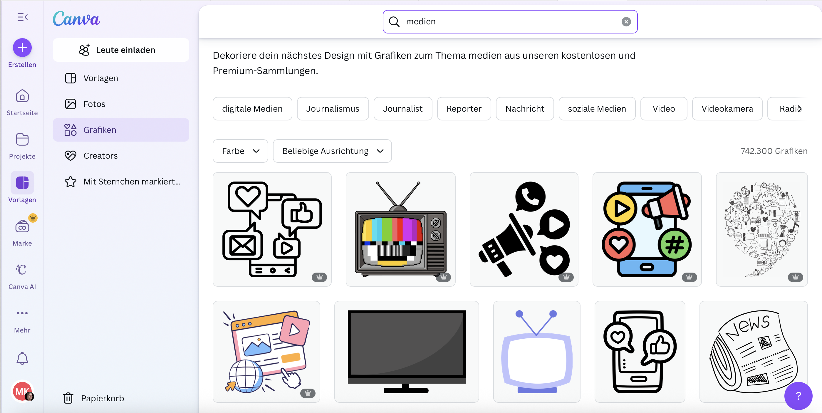 Canva-Grafiken zum Thema Medien