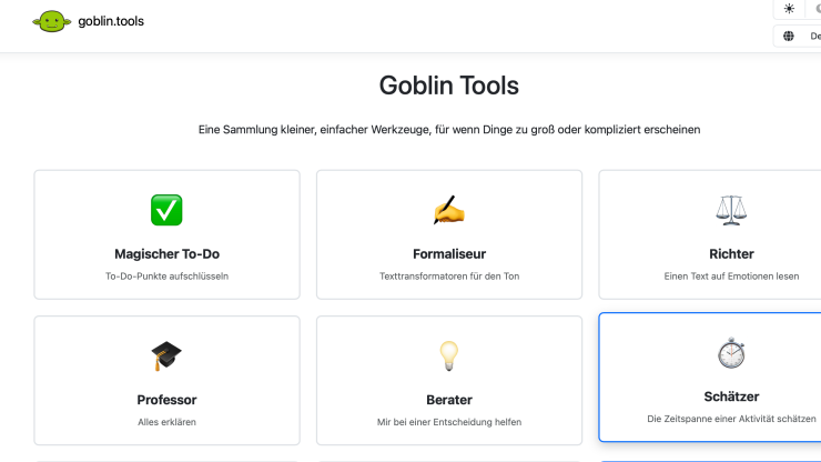 Goblin Tools für (neuro-) diverse Projekte