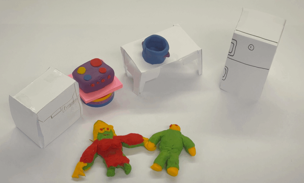 Knetfiguren und Papiermöbel